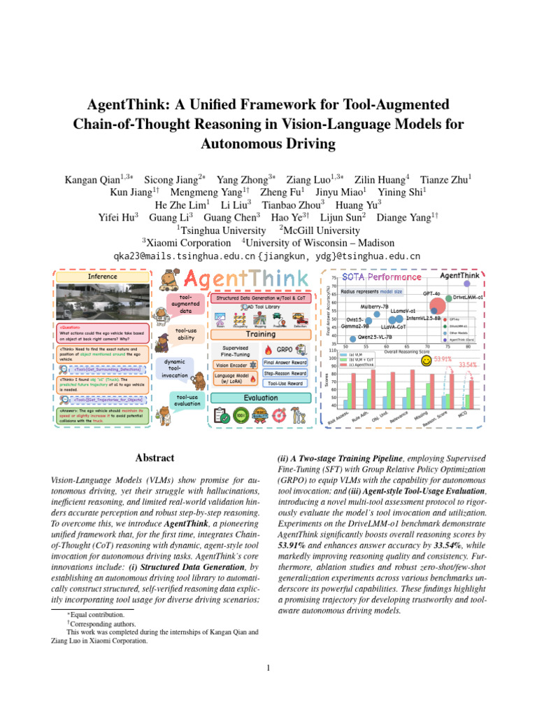 AgentThink: Tool-Augmented Reasoning for VLMs | PDF | Reason ...