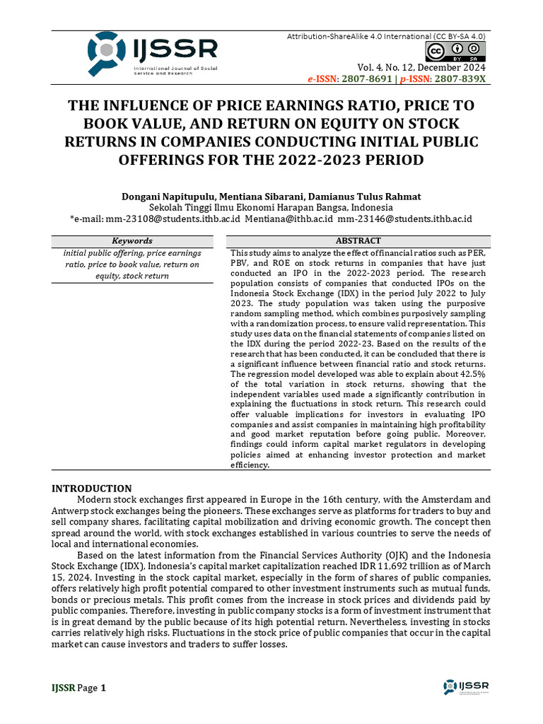 IPO Financial Ratios Impact on Stock Returns | PDF | Investing | F Test