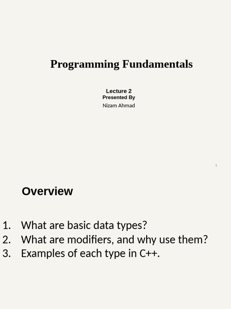 C++ Basic Data Types and Modifiers | PDF | Integer (Computer Science ...