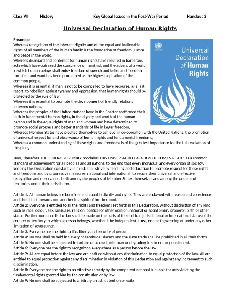 Universal Declaration of Human Rights Summary | PDF | Human Rights | Crimes
