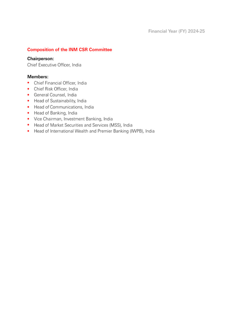Composition of The Inm CSR Committee | PDF