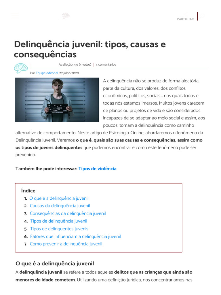 Delinquência Juvenil: Causas e Tipos | PDF | Família | Agressão