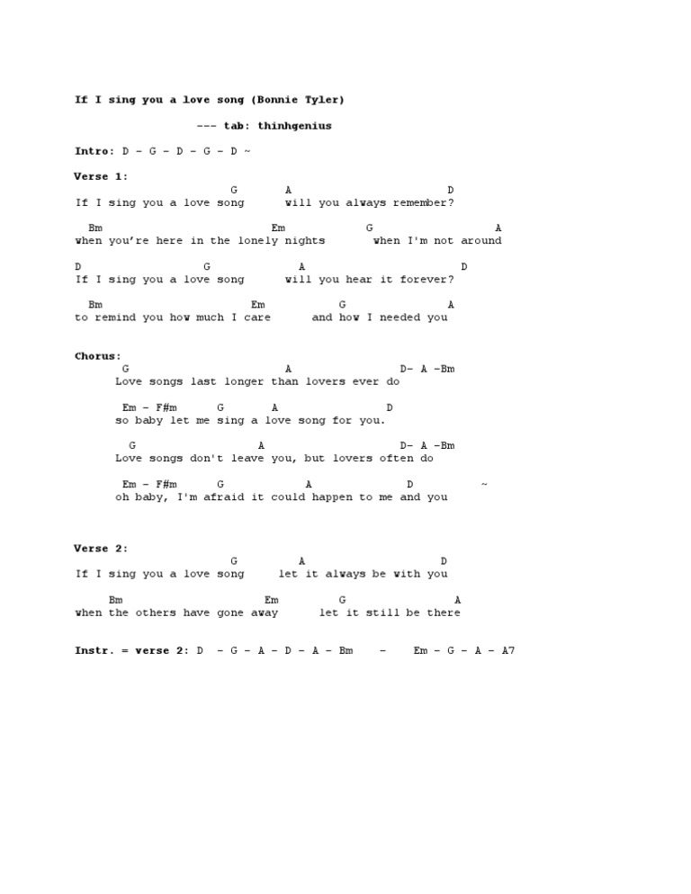 If I Sing You A Love Song Pdf Song Structure Singles