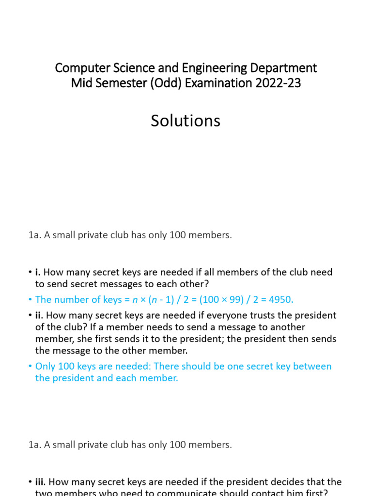 Mid Sem Solutions Pdf Encryption Key Cryptography