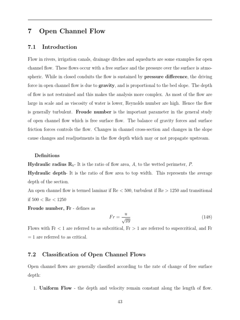 Open Channel Flow Analysis and Types | PDF | Reynolds Number | Gases