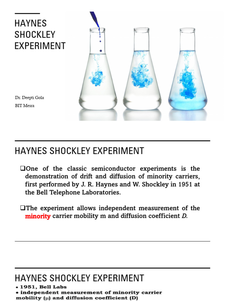 Haynes-Shockley Experiment Overview | PDF | Diffusion | Solid State ...