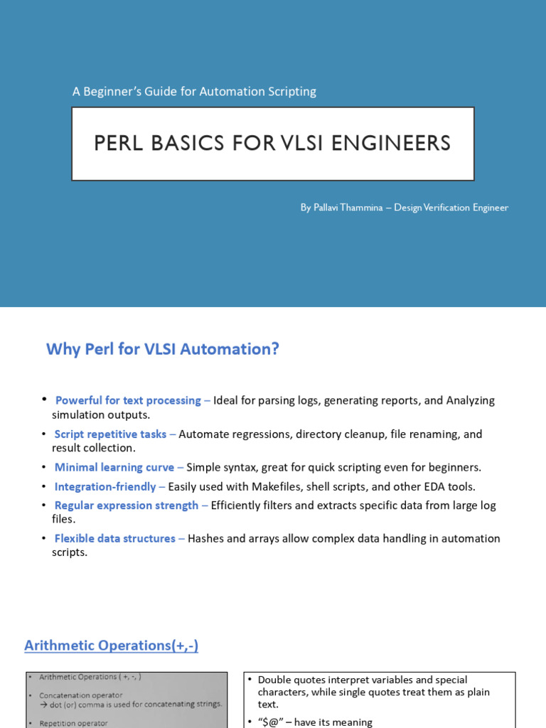 Perl Scripting for VLSI Automation Guide | PDF | Control Flow | Perl