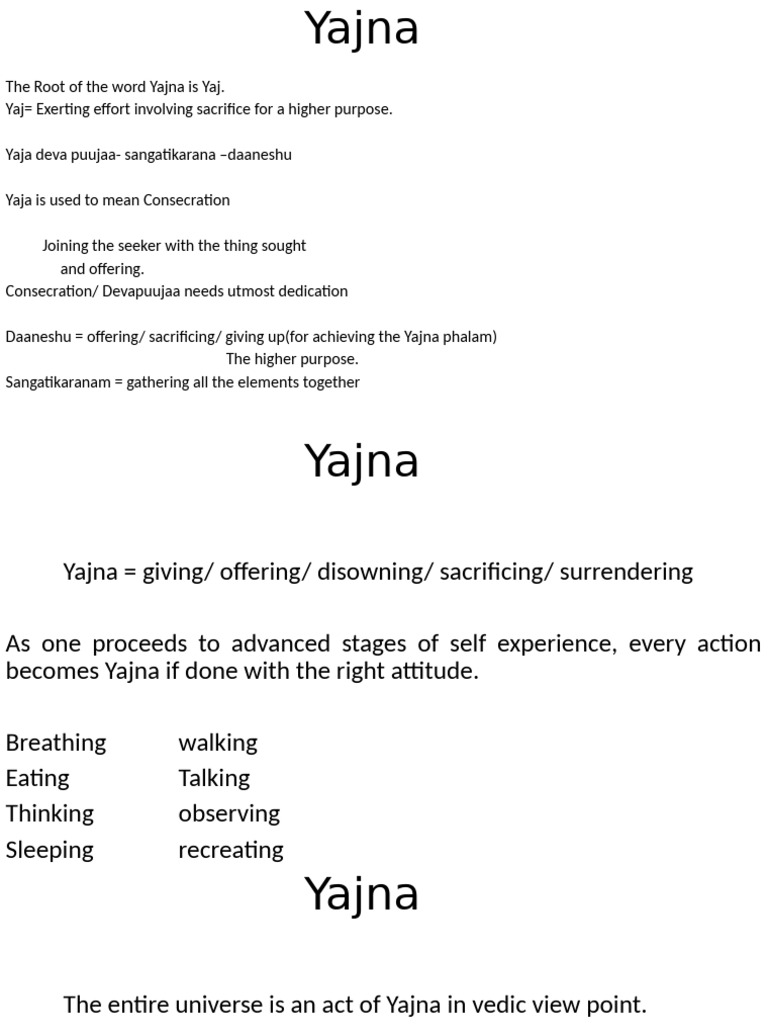 Understanding Yajna in Vedic Philosophy | PDF | Bhagavad Gita | Eastern ...