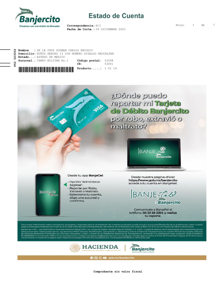 Estado de Cuenta Diciembre 2023 | PDF | Bancos | Impuesto sobre la renta