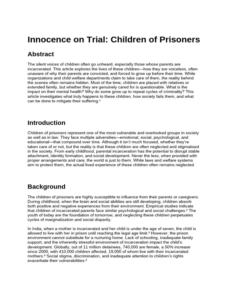 Impact of Parental Incarceration on Children | PDF | Attachment Theory ...