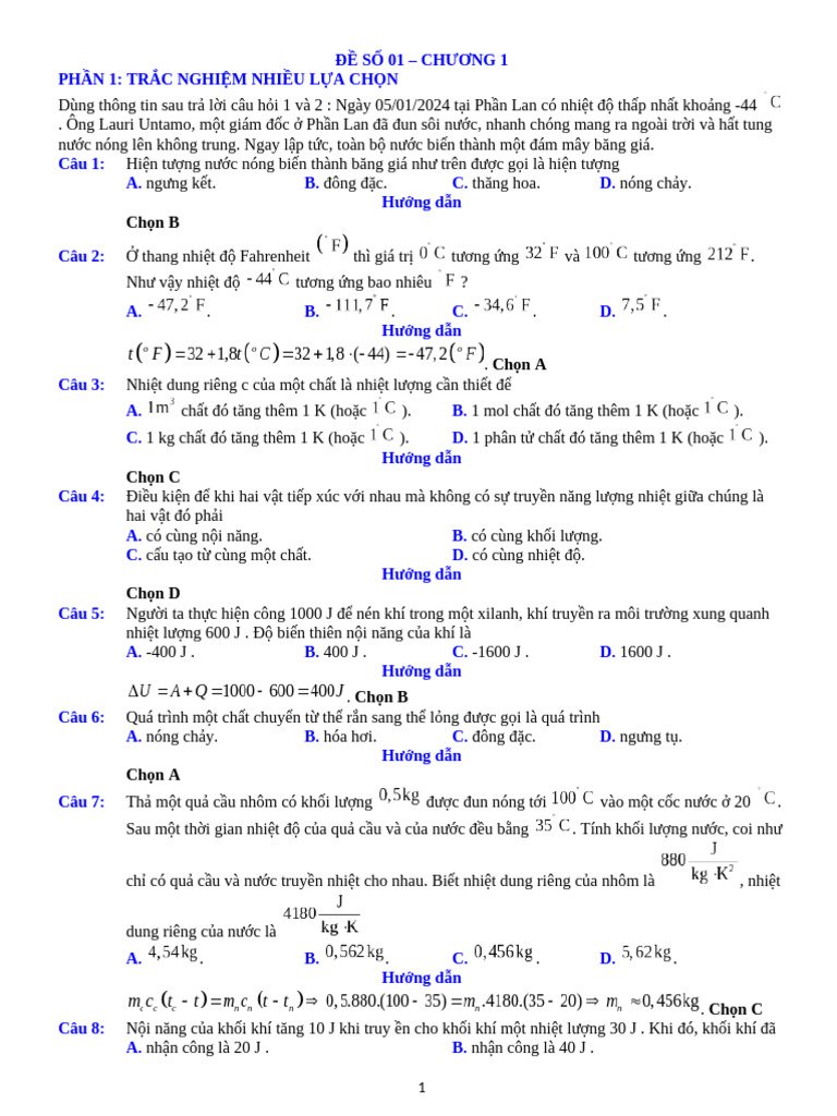 ĐỀ 1 CHƯƠNG 1. GV | PDF
