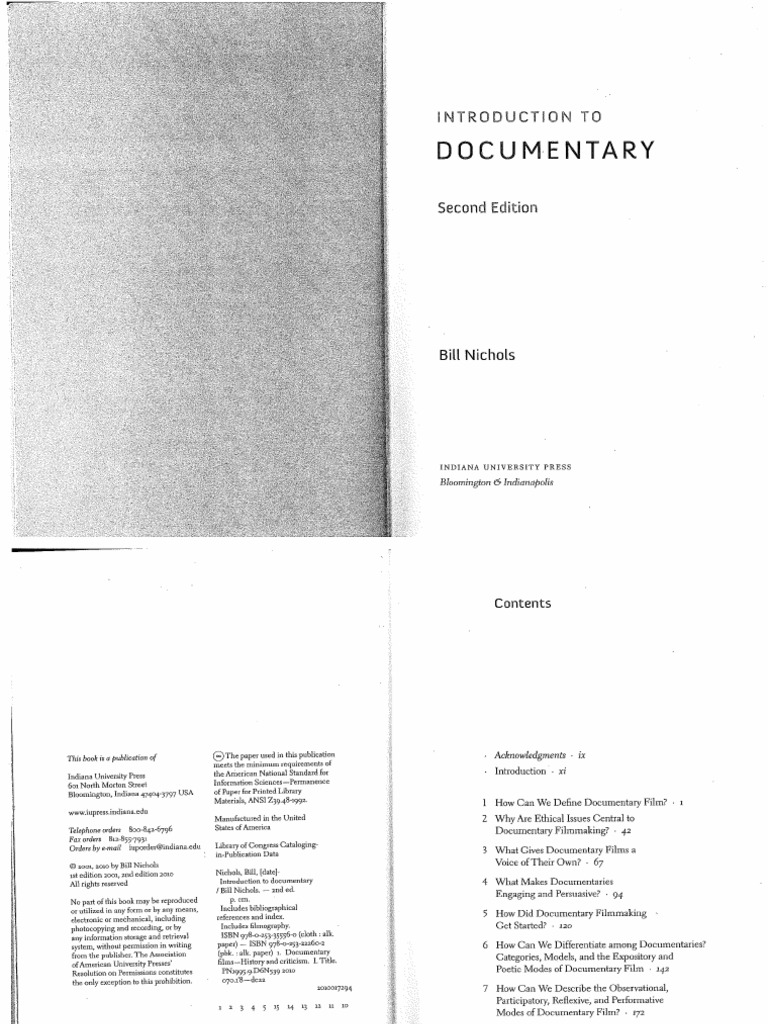 Bill Nichols, Chapter 1, Introduction To Documentary (2010), p.10-41 | PDF