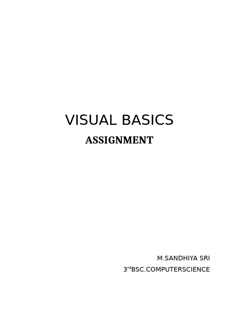Visual Basics Programming Assignments | PDF | Text File | Software