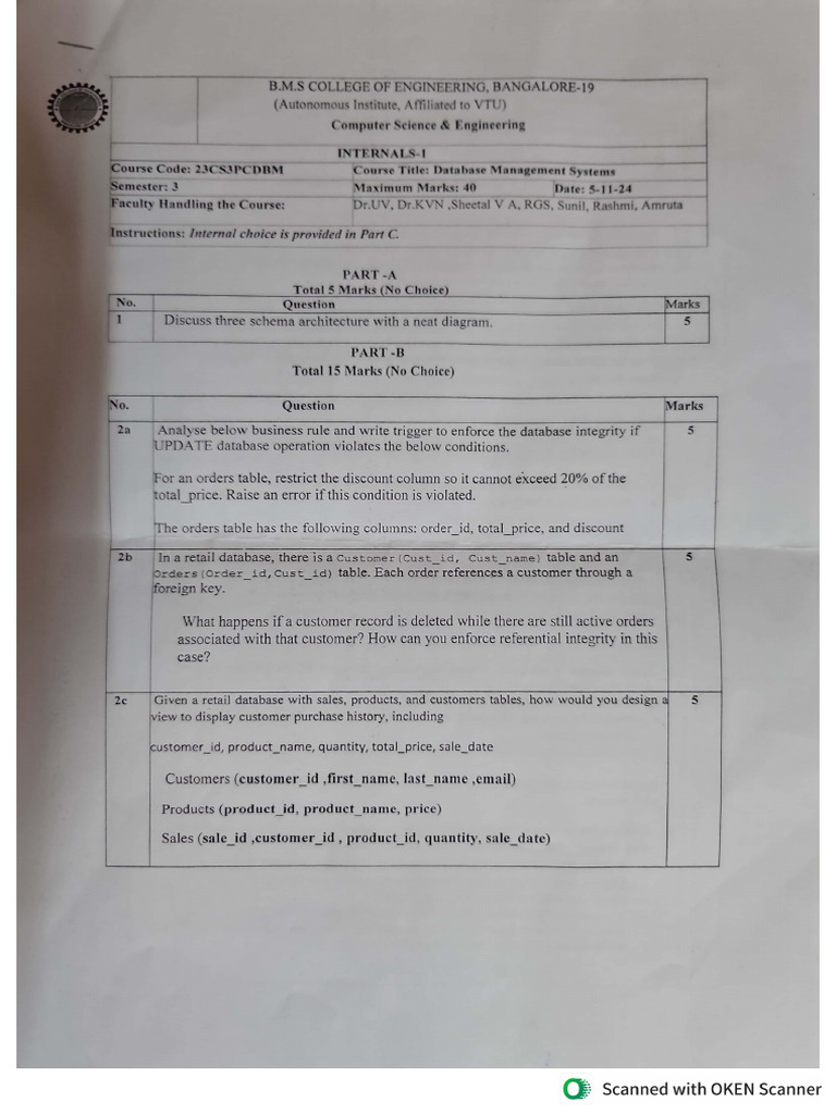 Dbms Cie 1 | PDF