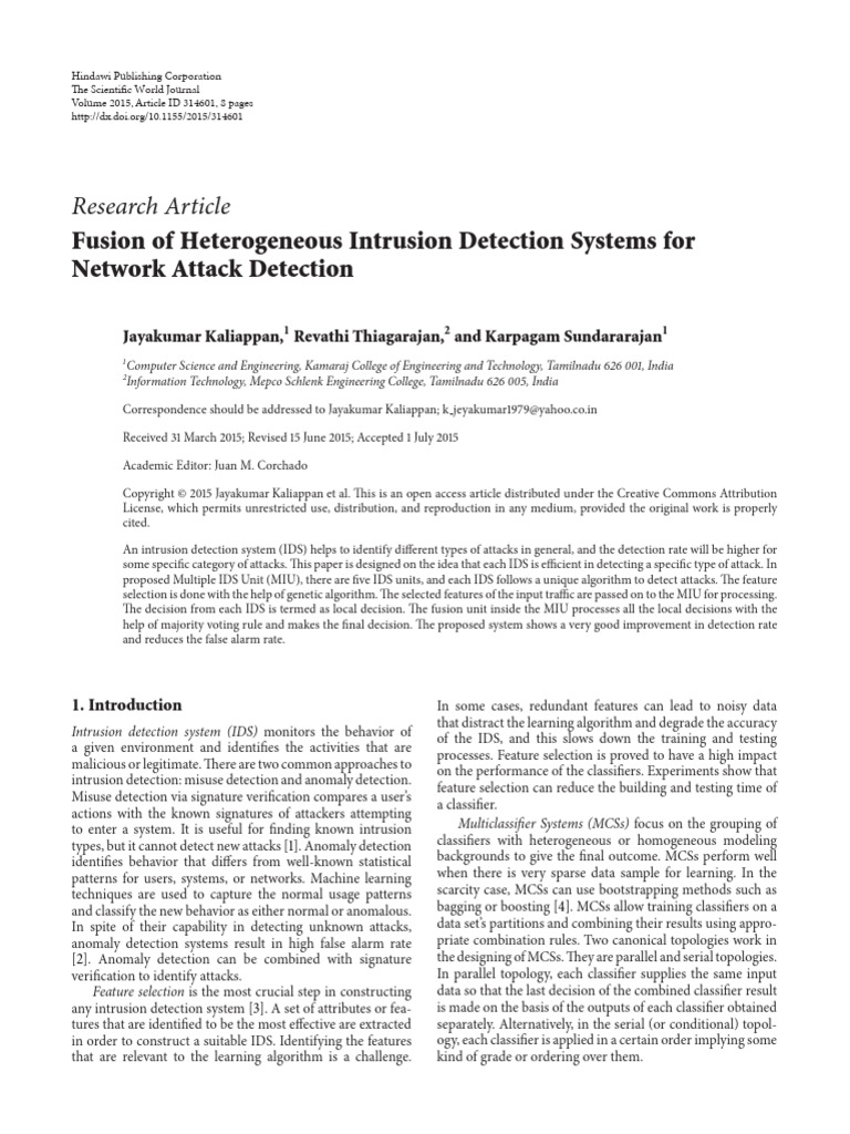 Fusion of IDS for Enhanced Attack Detection | PDF | Sensitivity And ...