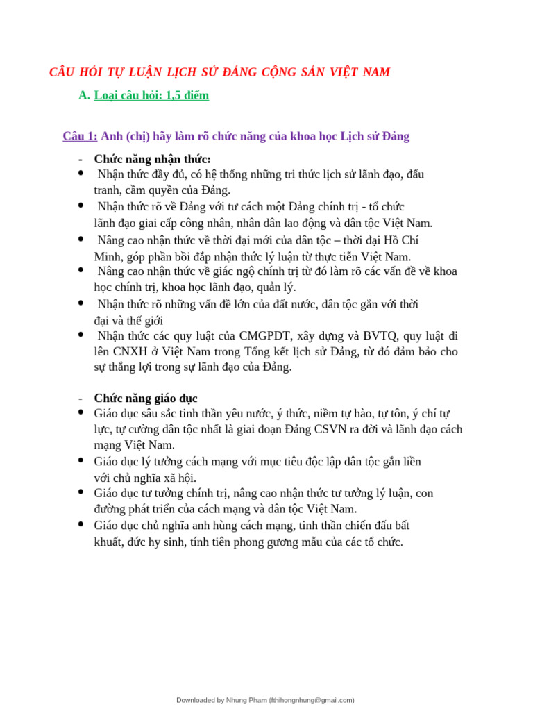Cau Hoi Tu Luan Lsu Dang LSD | PDF