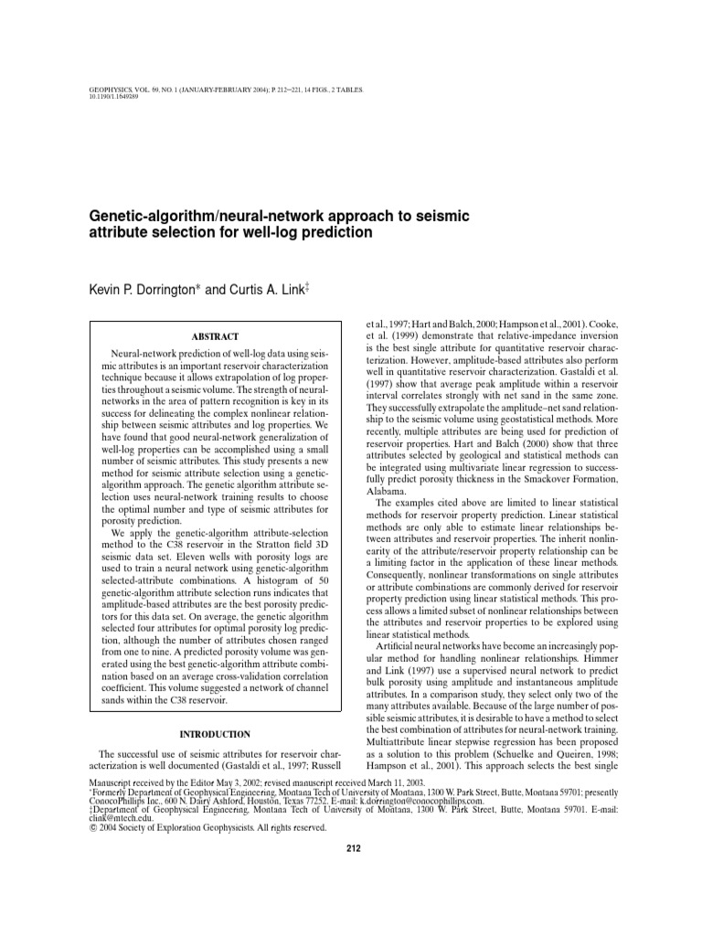Genetic-Algorithmneural-network Approach To Seismic | PDF | Genetic ...