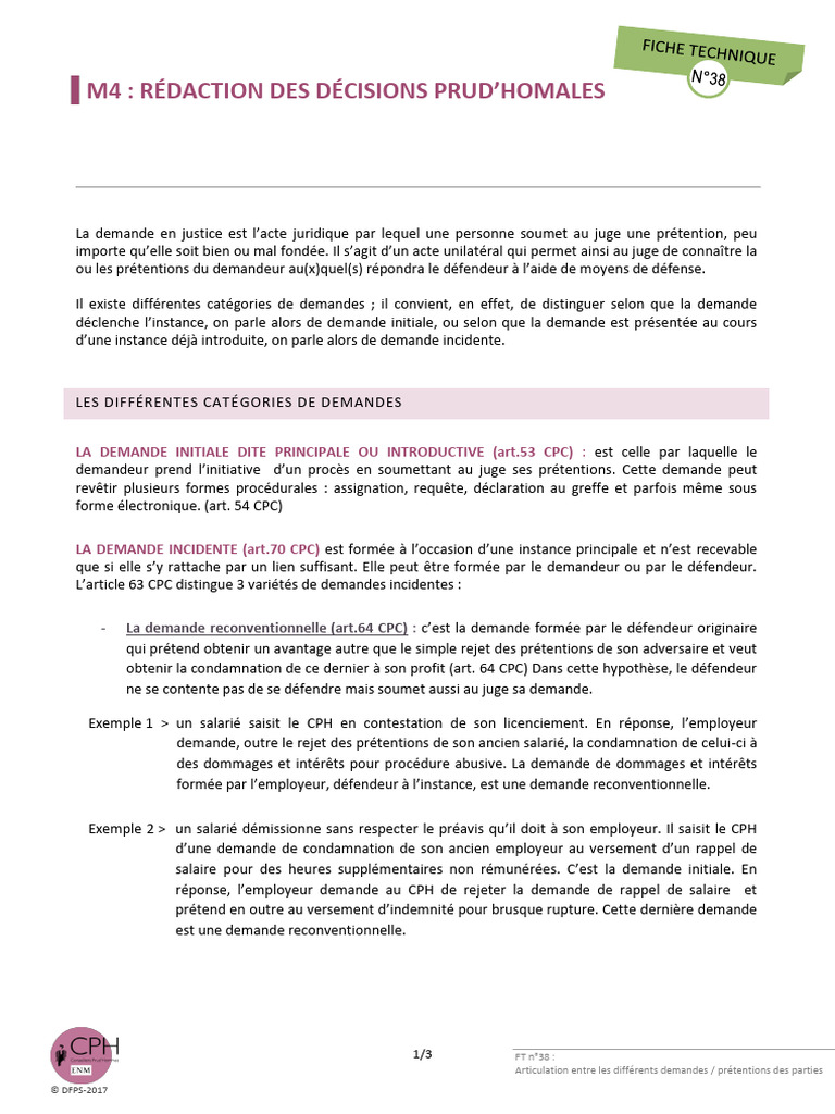 Catégories de demandes en justice | PDF | Travail