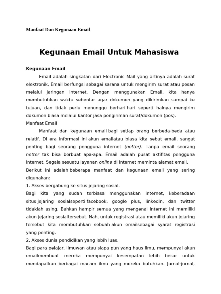 Manfaat Email untuk Mahasiswa dan Pekerja | PDF