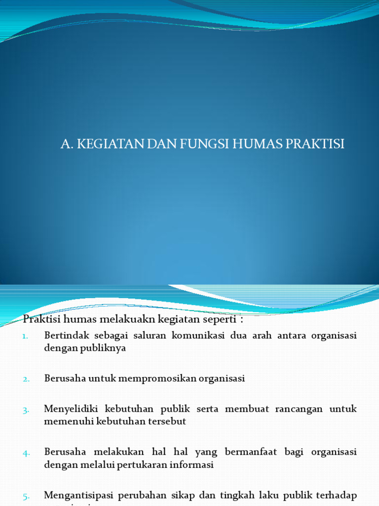 Kegiatan Untuk Praktisi Humas | PDF