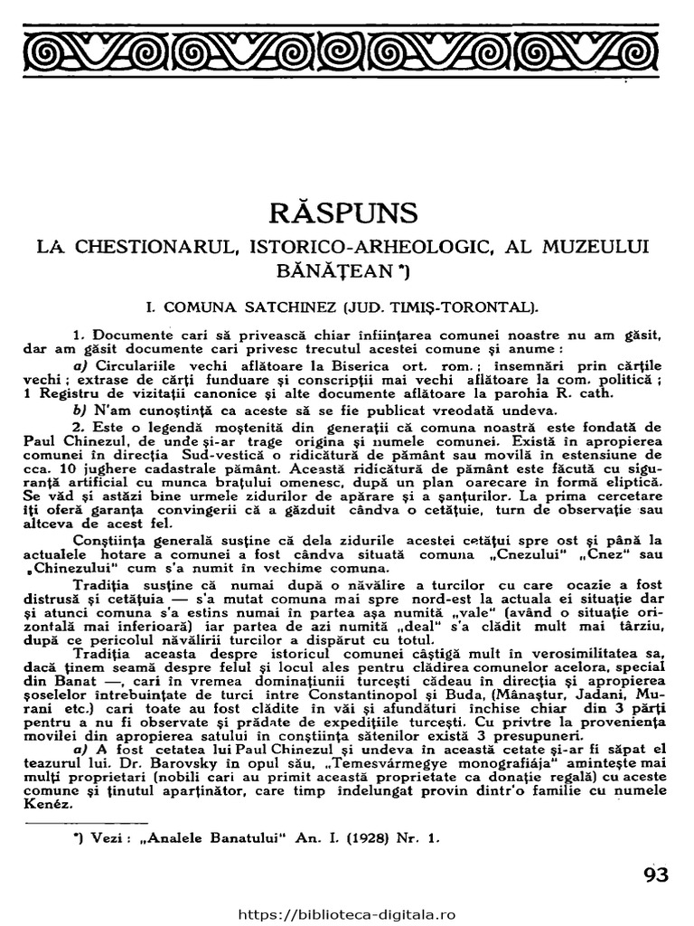 Monografia Comunei Satchinez În Analele Banatului. Serie Veche. Iulie ...