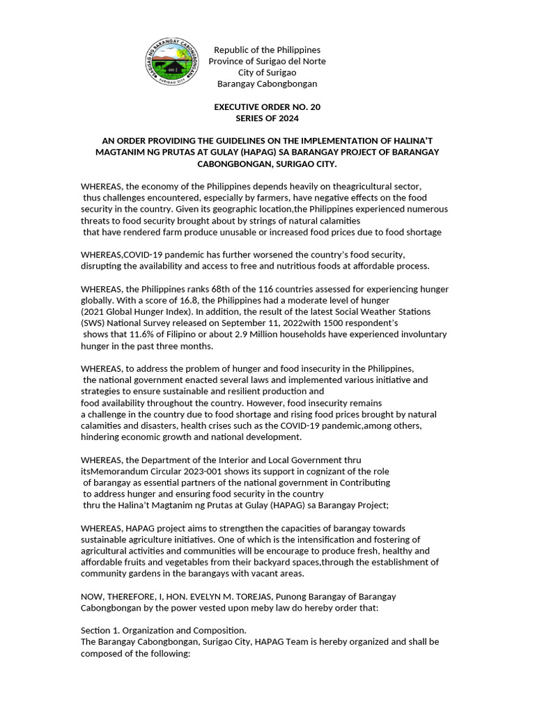 Hapag Eo 2024 | PDF | Food Security | Hunger