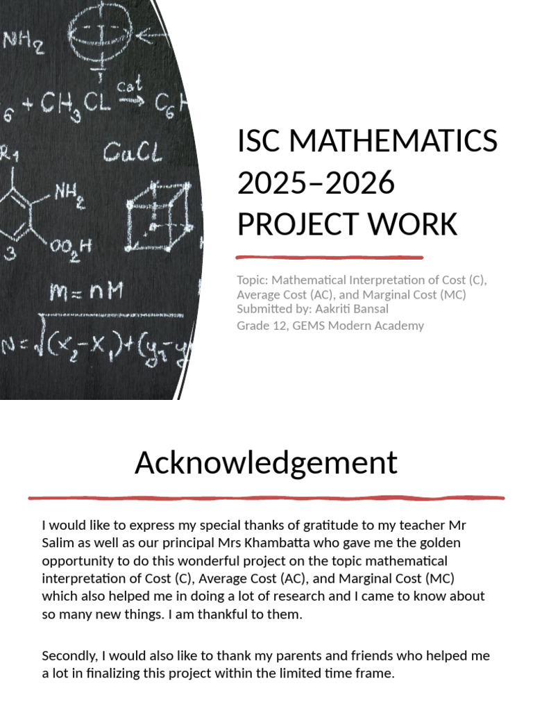 Isc Math Project Section C Aakriti | PDF | Marginal Cost | Average Cost