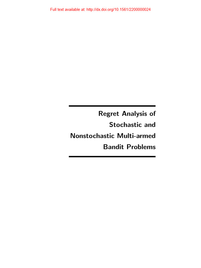 Regret in Multi-Armed Bandit Problems | PDF | Applied Mathematics