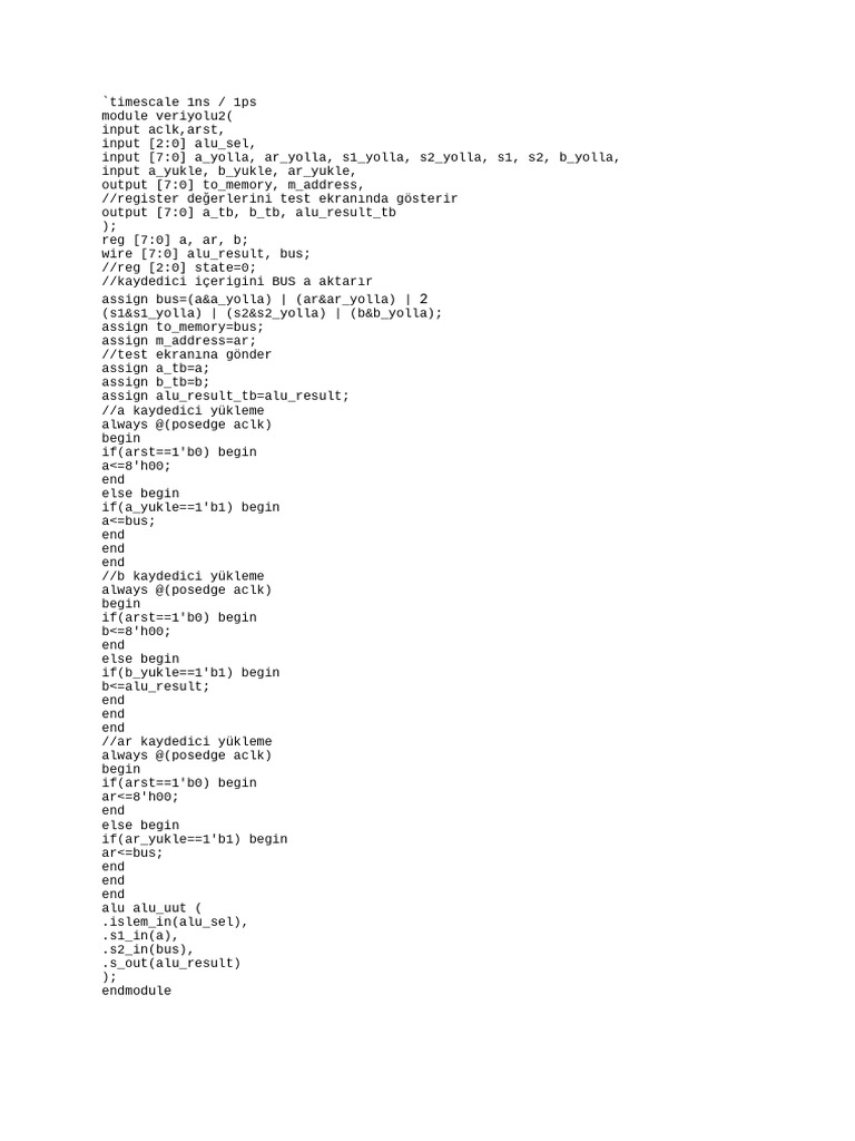 Verilog ALU Module Implementation | PDF