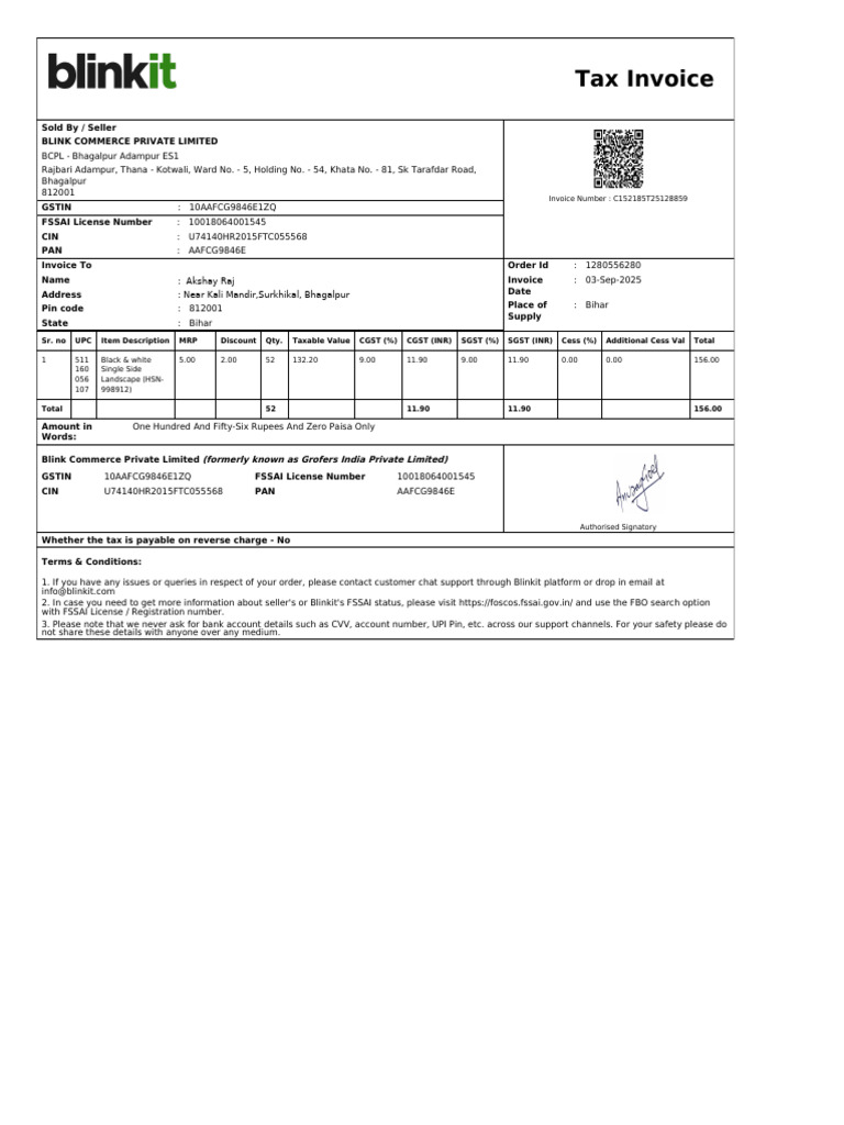 ForwardInvoice ORD79083183519 | PDF | Economy Of India | Taxation