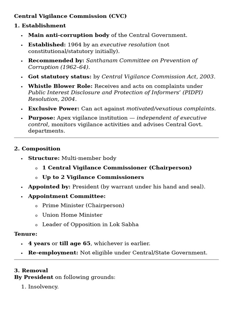 Overview of Central Vigilance Commission | PDF | Government Of India ...