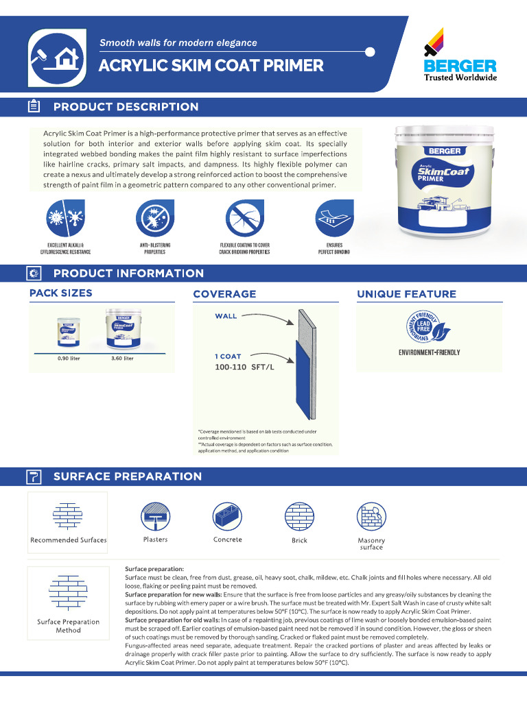 Acrylic SkimCoat TDS Primer Vs 2 | PDF