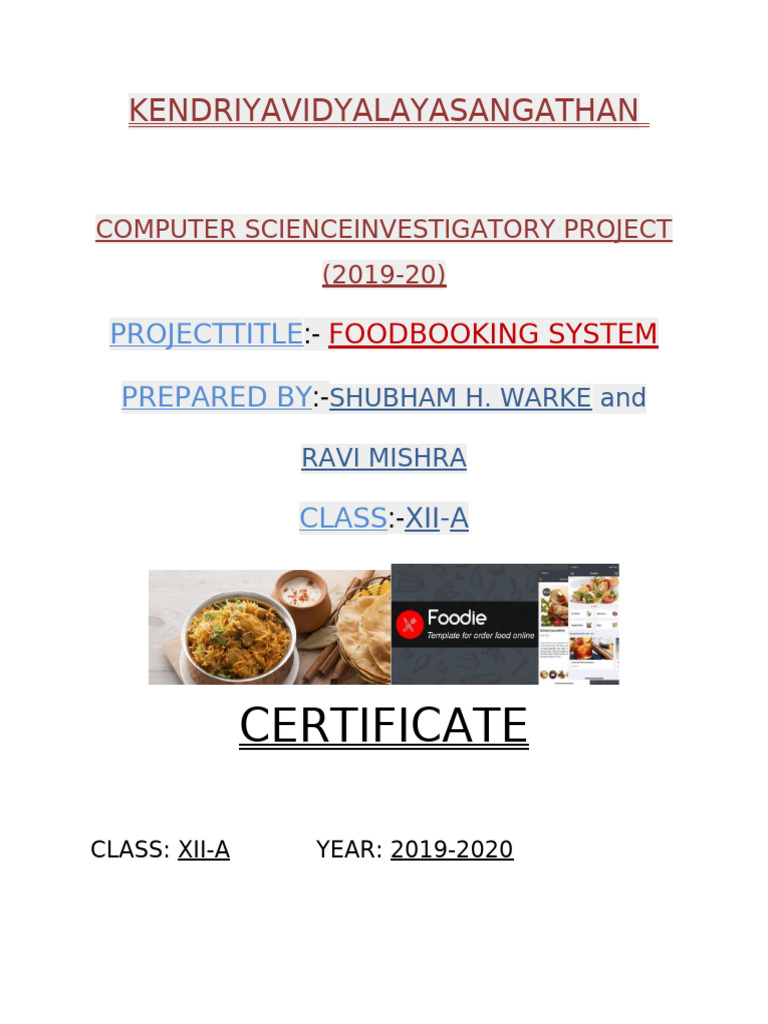 Food Booking System | PDF | Databases | Computing