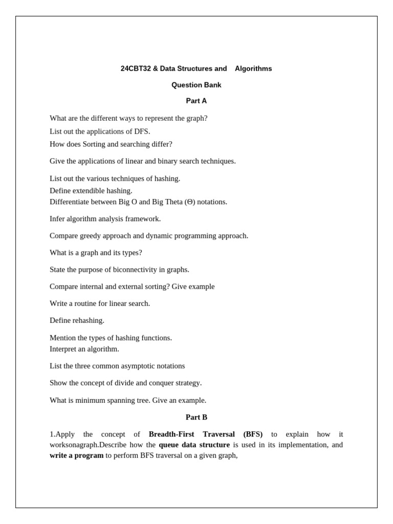 24cbt32 QB | PDF | Time Complexity | Computer Programming