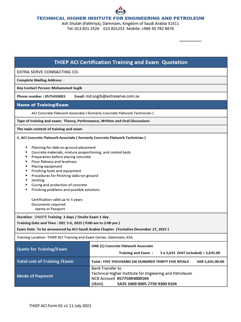 ACI Concrete Flatwork Associate Training | PDF | Concrete