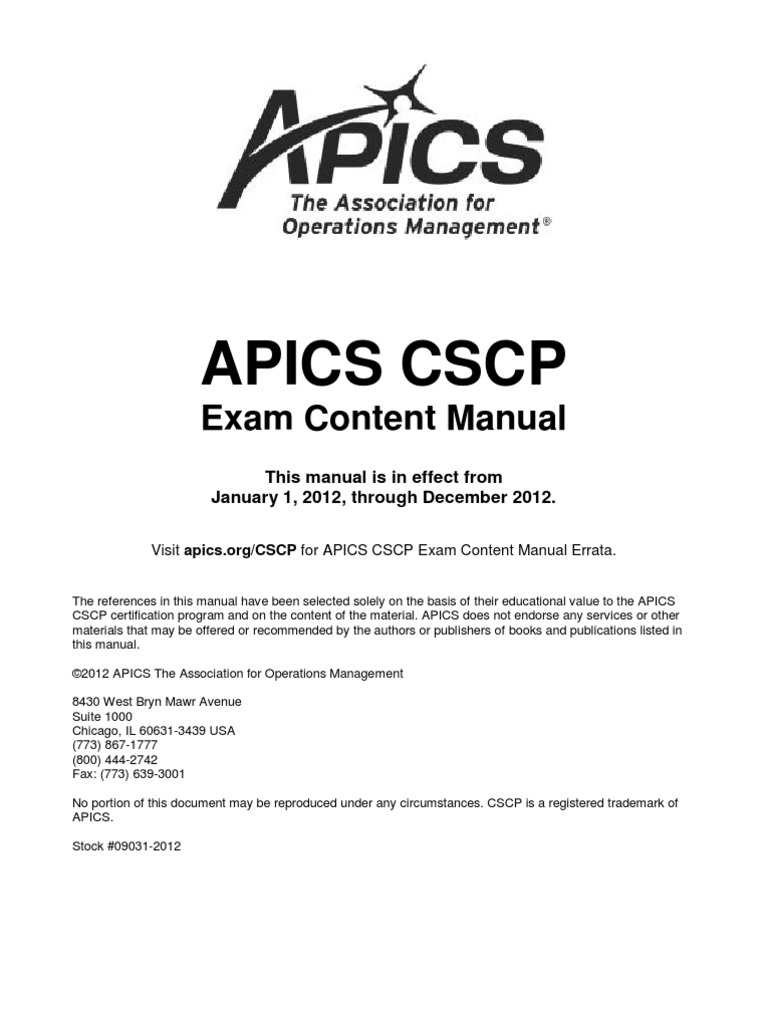 CSCP ExamContentManual 2012 | PDF | Supply Chain Management | Customer ...