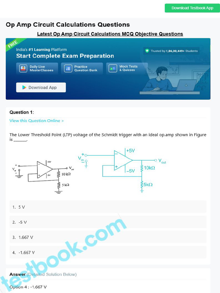 MCQ On Op Amp Circuit | PDF
