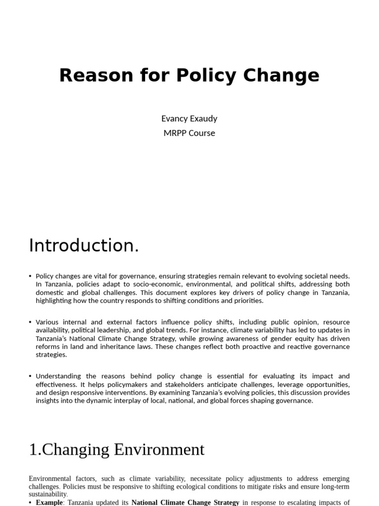 Drivers of Policy Change in Tanzania | PDF | Governance | Sustainability