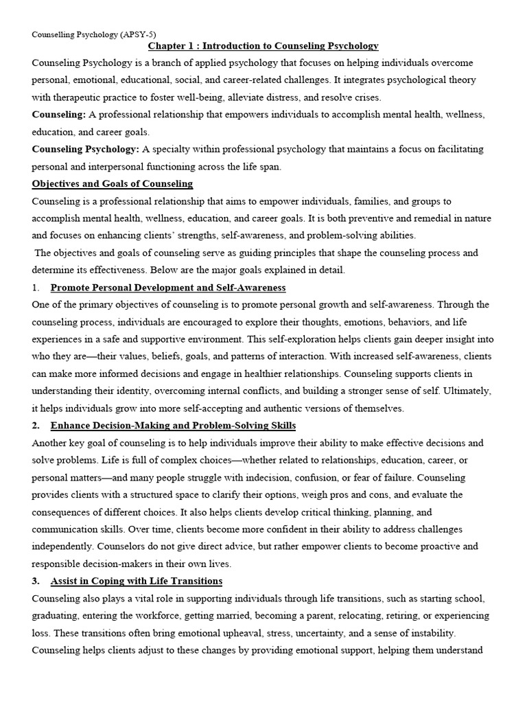 Chapter 1 Counselling | PDF | Psychotherapy | Counseling Psychology