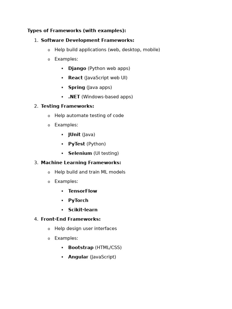 Overview of Software Frameworks Types | PDF