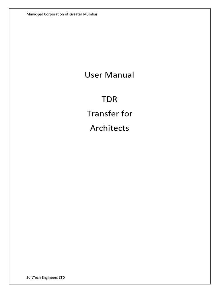 TDR Transfer User Manual for Architects | PDF