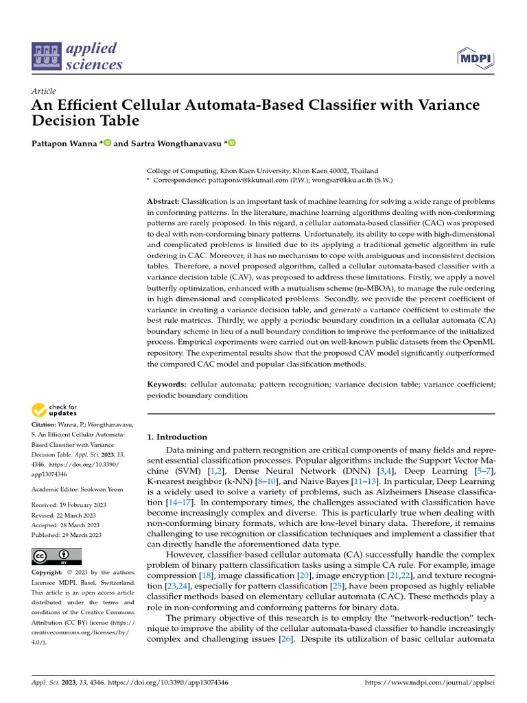 Cellular Automata Classifier with Variance | PDF | Matrix (Mathematics ...