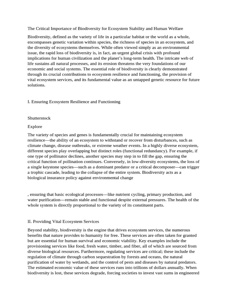 Importance of Biodiversity for Ecosystems | PDF | Ecosystem | Biodiversity