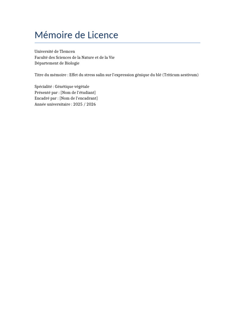 Stress salin et expression génique du blé | PDF | Blé | Stress (Biologie)