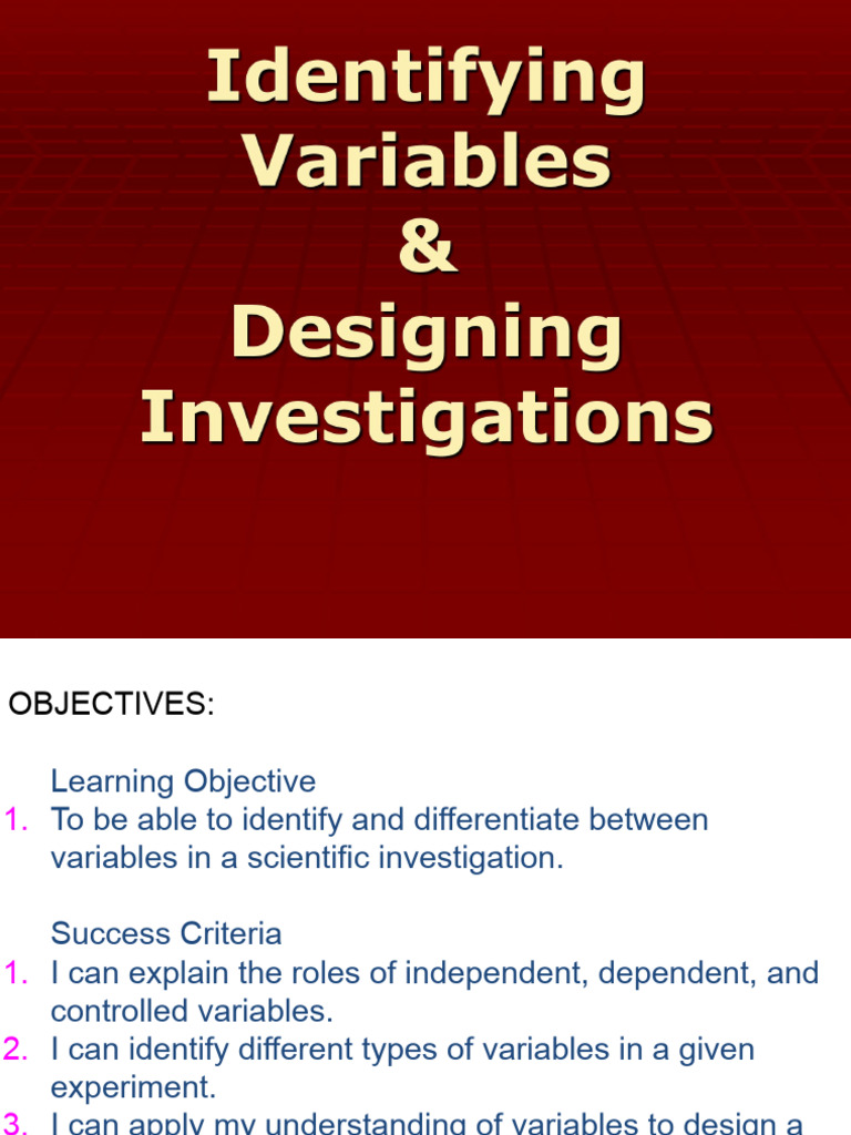 Understanding Scientific Variables | PDF