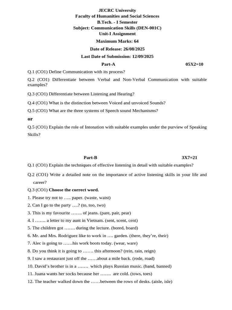 Communication Skills Assignment Guide | PDF | Human Communication ...