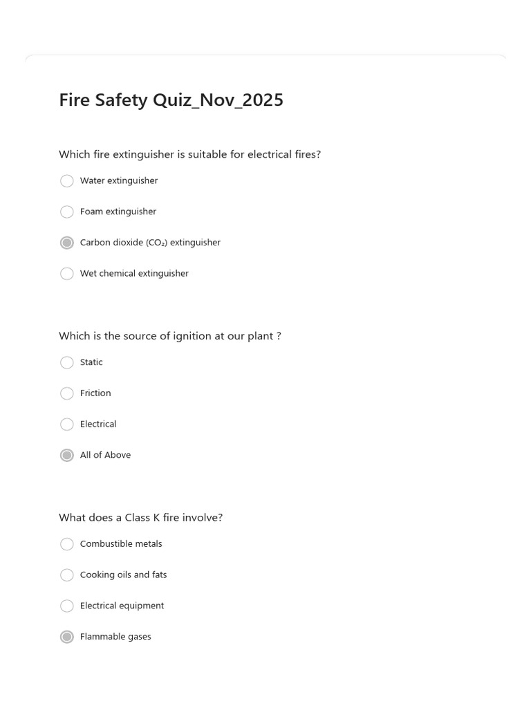 Fire Safety Quiz for Workplace Training | PDF