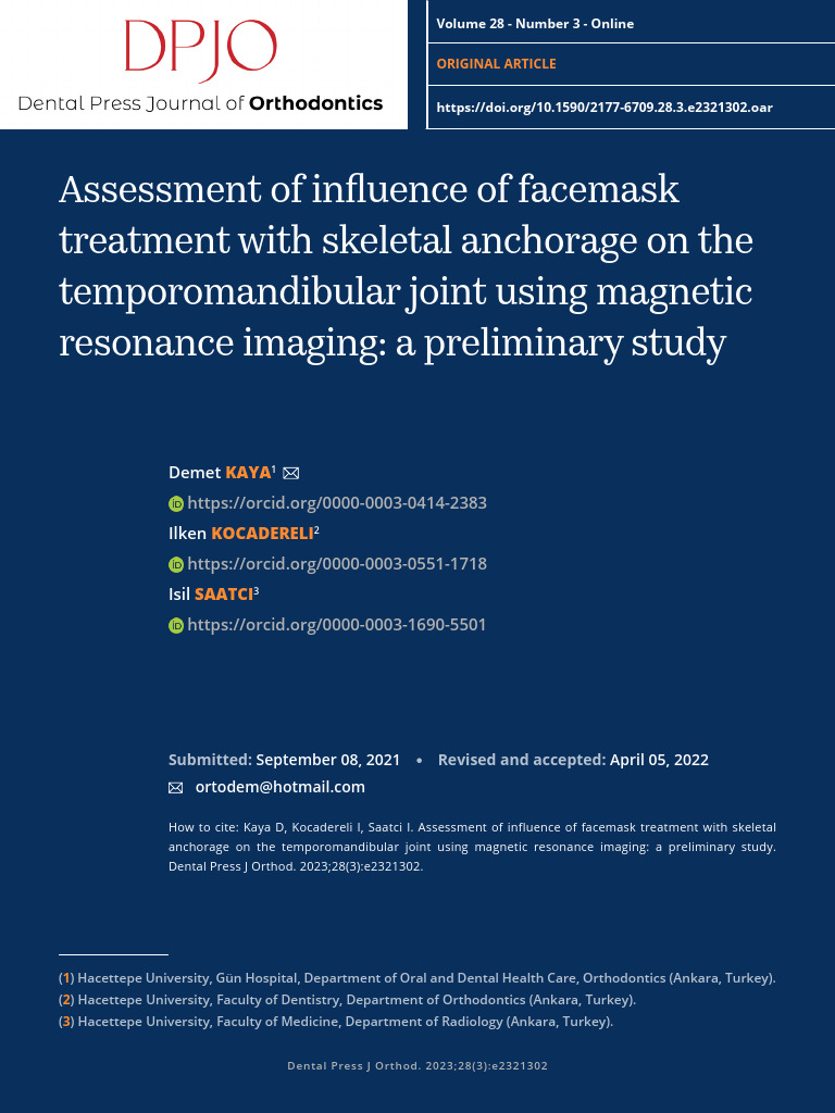 9 - Assessment of Influence of Facemask Treatment With | PDF | Magnetic ...