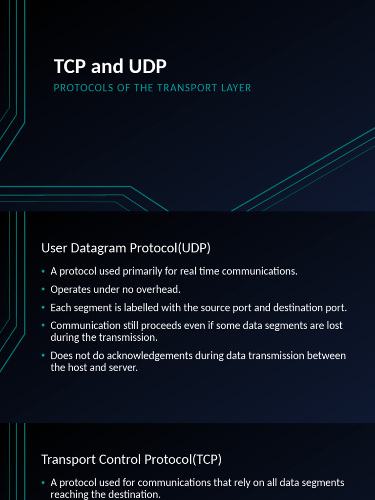 TCP and UDP Prentation | PDF