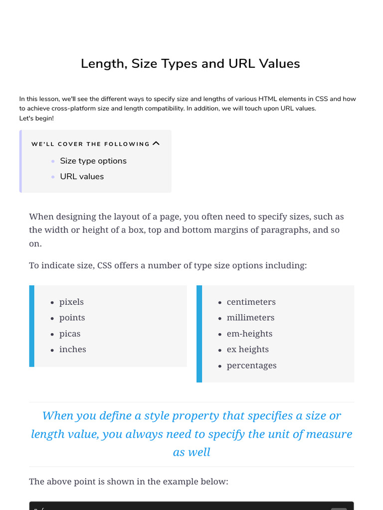 CSS Size Types and URL Values Guide | PDF | Html Element